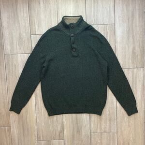GH Bass Sherpa Lined Henley Sweater Mens XL Green Knit Pullover